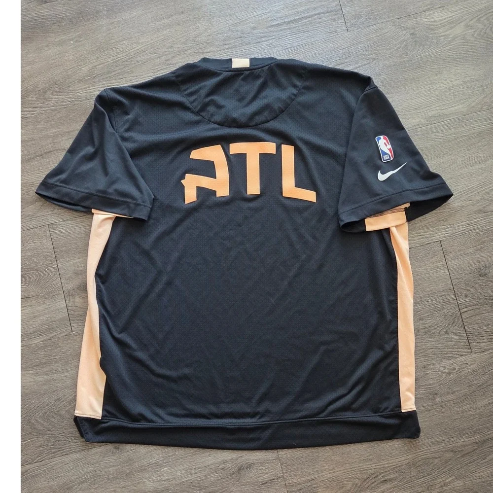 Nike Atlanta Hawks Shooting Shirt Mens XXL Black Peach NBA Authentic